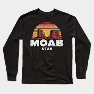 Moab Utah Arches Retro Art Long Sleeve T-Shirt